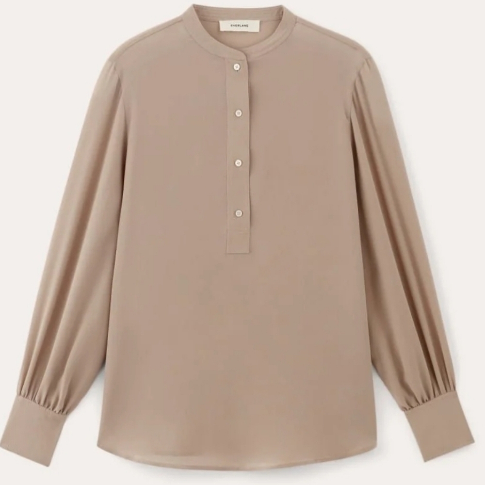 Everlane The Henley Shirt In Washable Silk Nwt